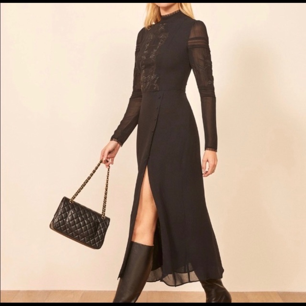 Reformation Adelia Dress in Black